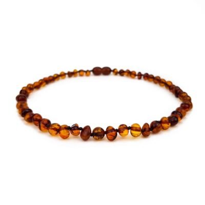Polished Baby Baroque Beads Cognac Color Necklace