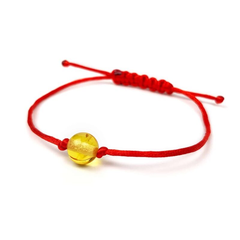 Polished Red Adjustable Bracelet with a Lemon Bead