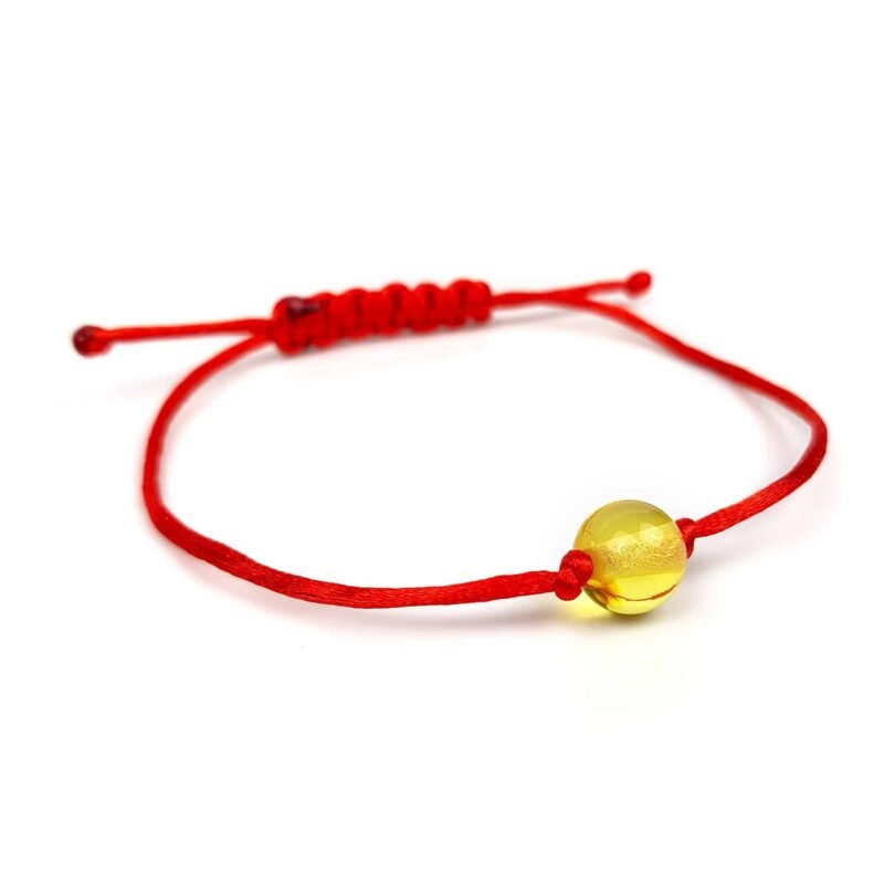Polished Red Adjustable Bracelet with a Lemon Bead - Image 3