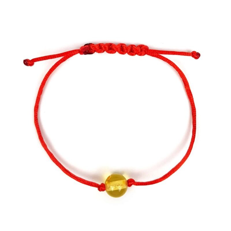 Polished Red Adjustable Bracelet with a Lemon Bead - Image 4