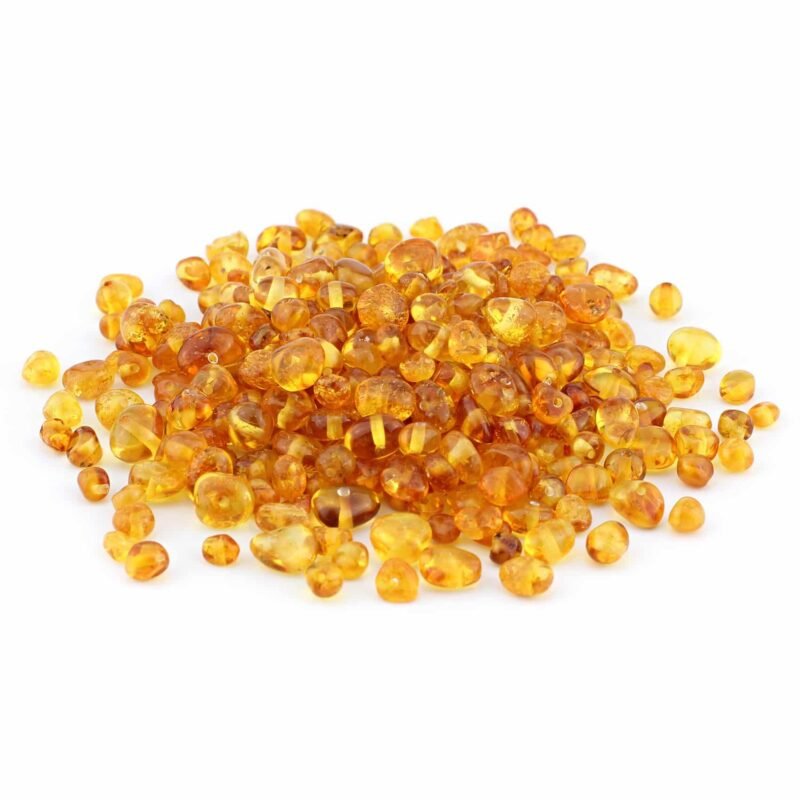Loose polished semi rounded honey color beads 100g - Image 3