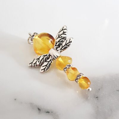 Polished Lemon Color Dragonfly Shaped Pendant