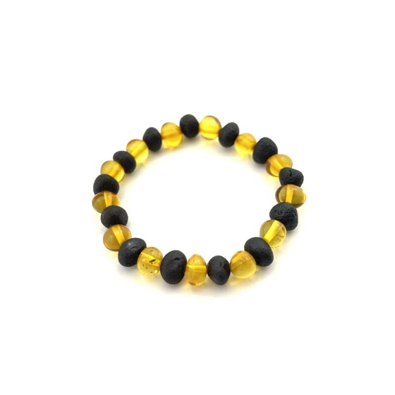 Raw and Polished Mix Kids Baroque Beads Cherry and Lemon Color Bracelet - Image 2