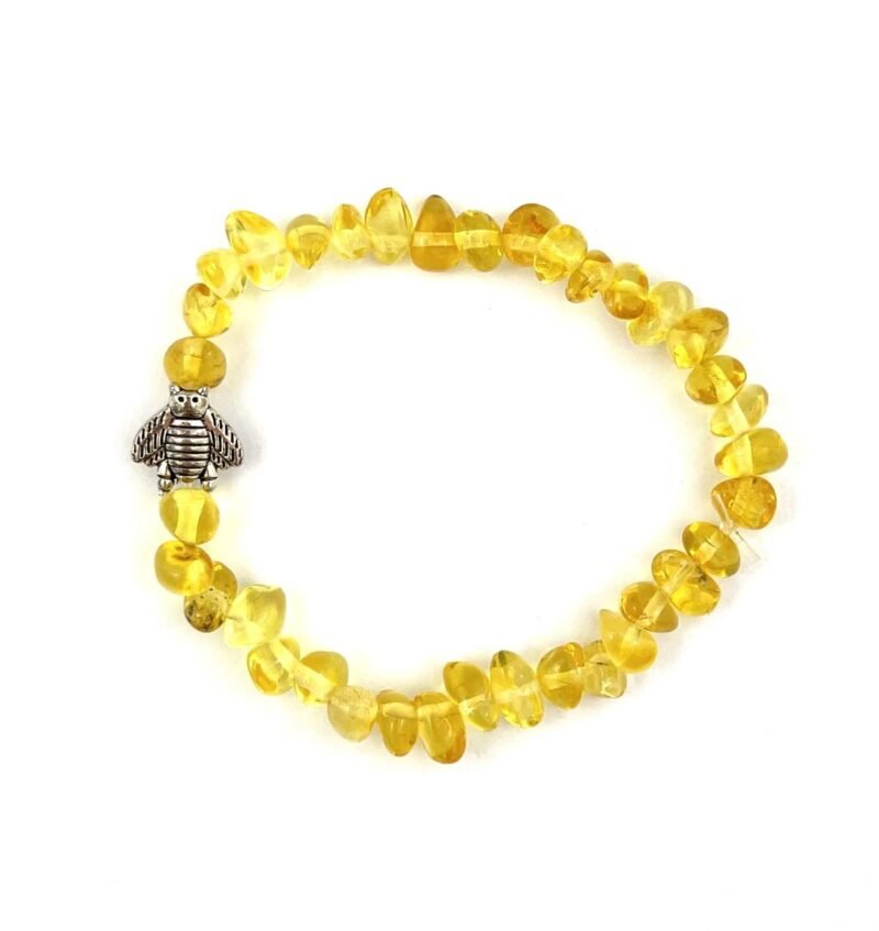 Polished Kids Semi Rounded Beads Honey Color Beetle Bracelet
