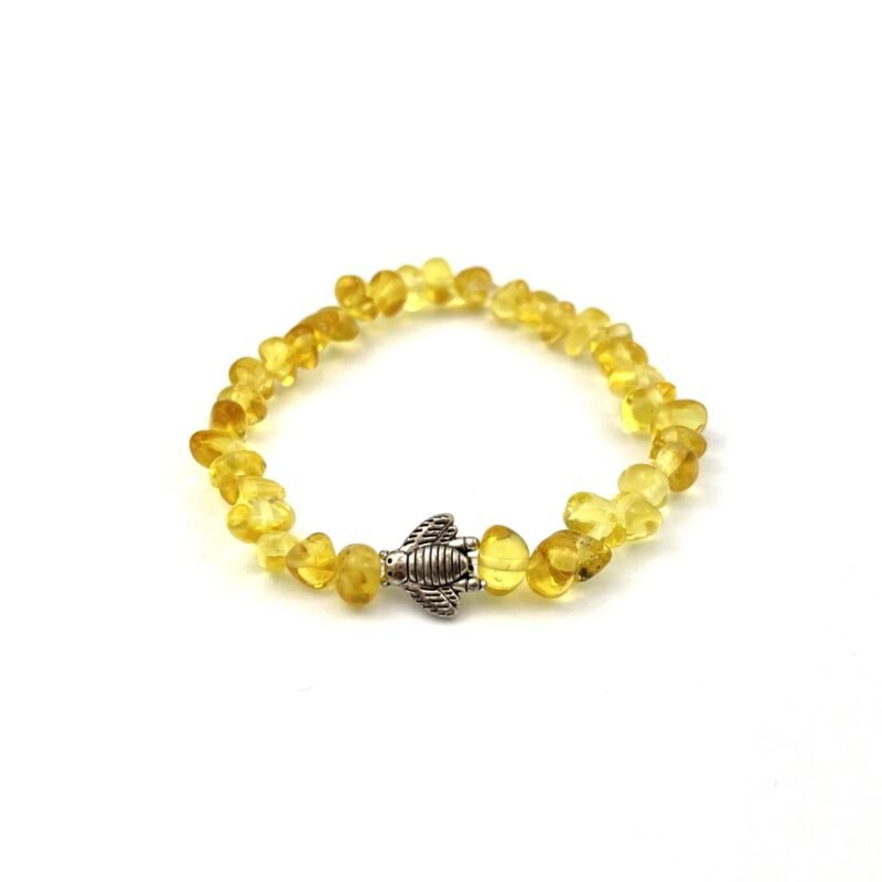 Polished Kids Semi Rounded Beads Honey Color Beetle Bracelet - Image 2