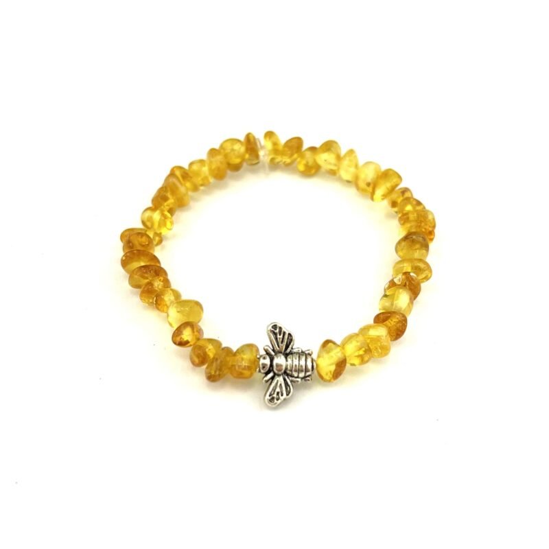 Polished Kids Semi Rounded Beads Honey Color Bee Bracelet - Image 2