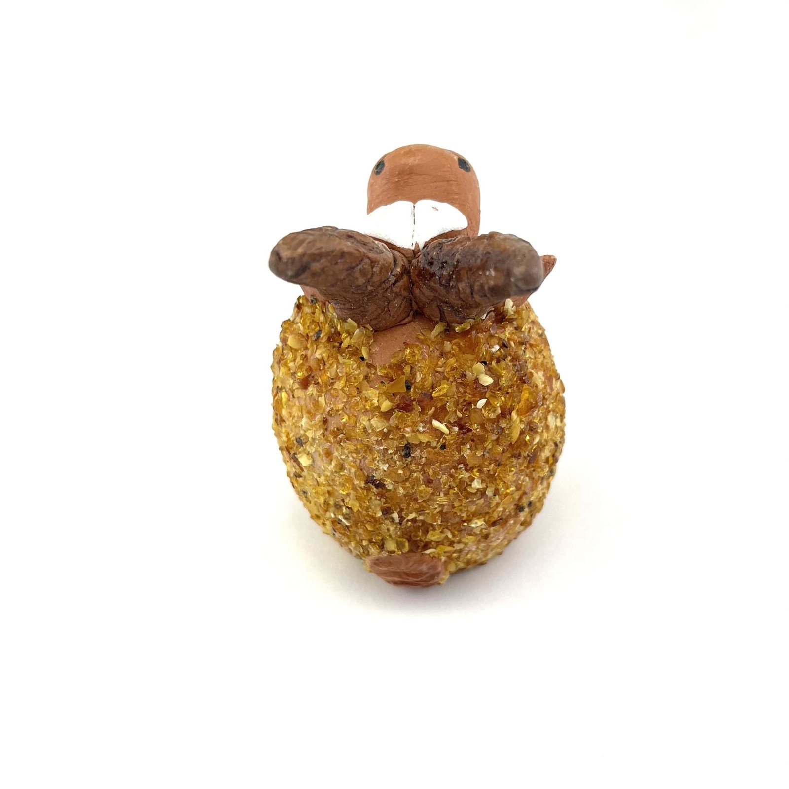 Handmade Clay Figurine The Goat Decorated with Amber - Image 2