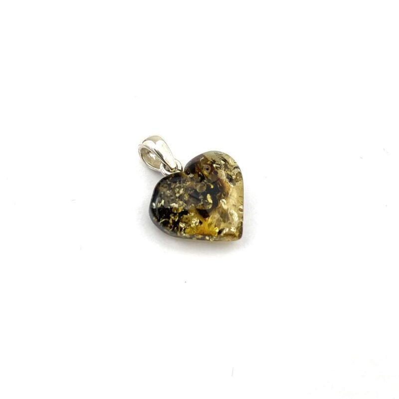 Polished Green Color Heart Silver Pendant