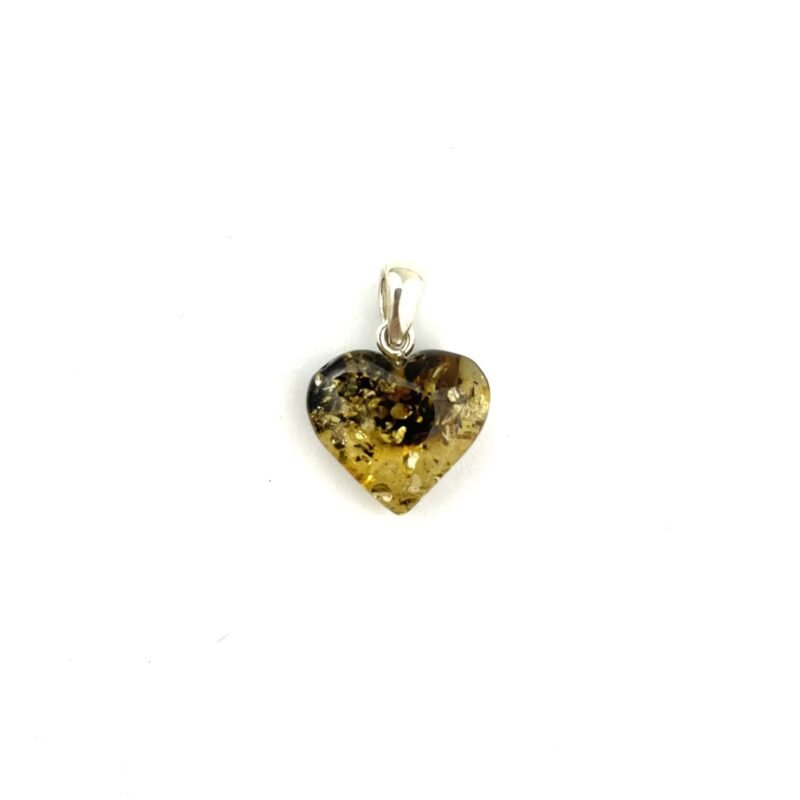 Polished Green Color Heart Silver Pendant - Image 2