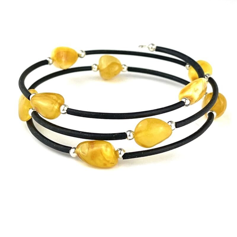 Polished Oval Butter Beads Memory Wire Bracelet - Image 2