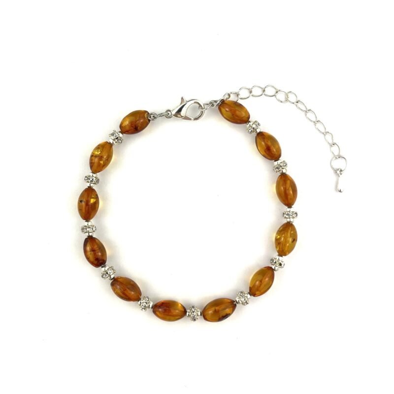 Polished Cylinder Beads Cognac Color Bracelet