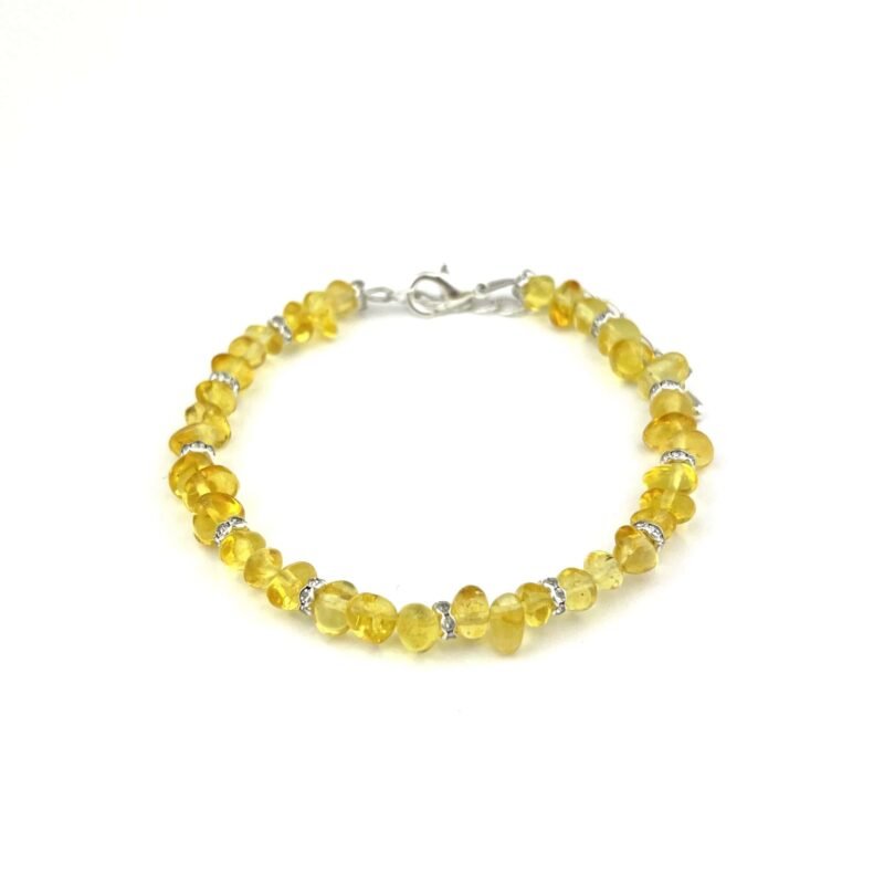 Polished Semi Rounded Beads Lemon Color Bracelet