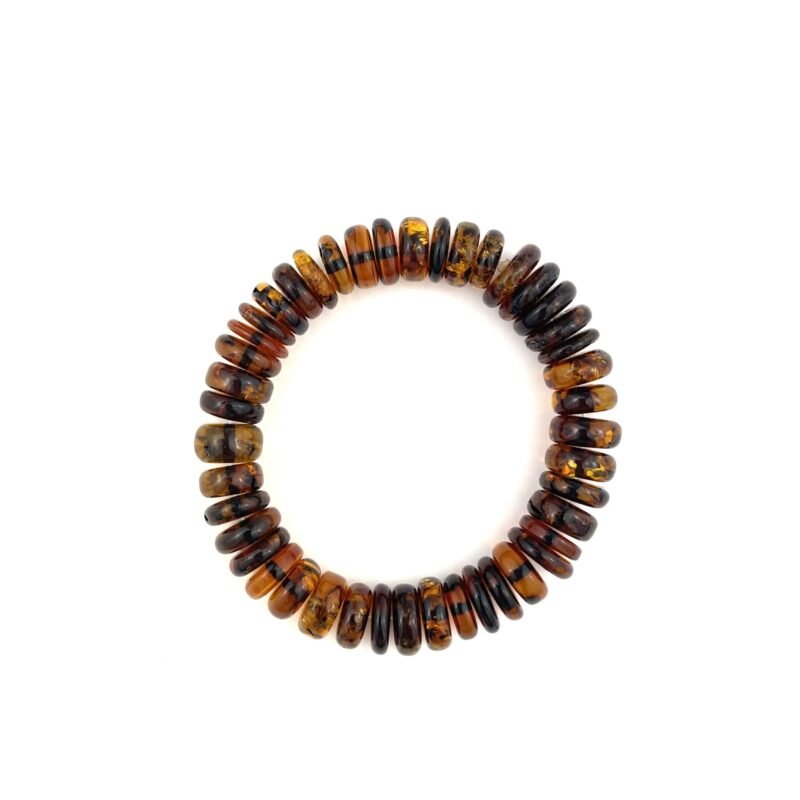 Polished Flat Oval Beads Cognac Color Bracelet