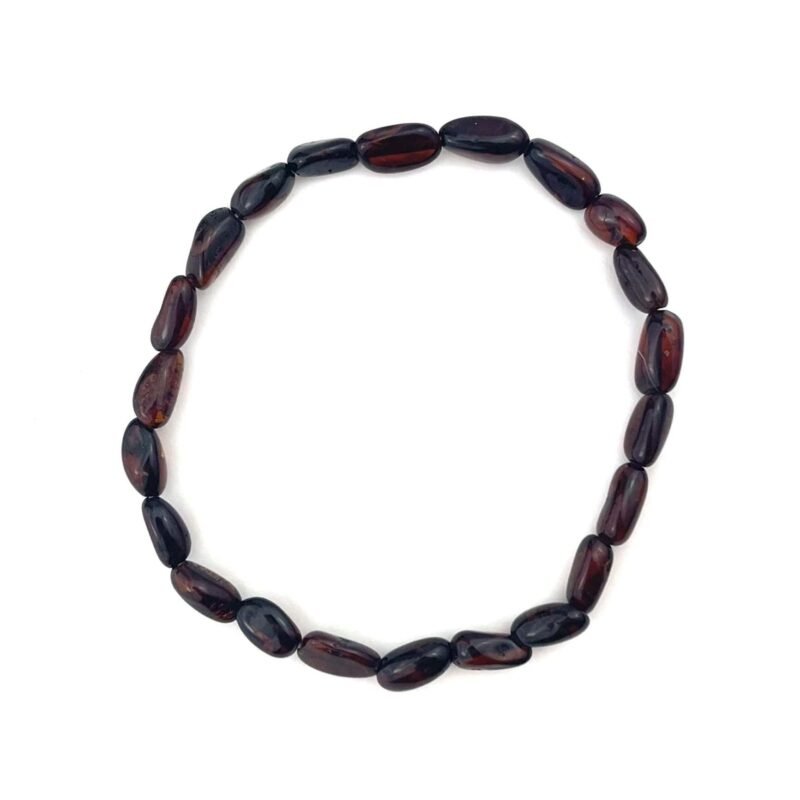 Polished Oval Beads Cherry Color Bracelet