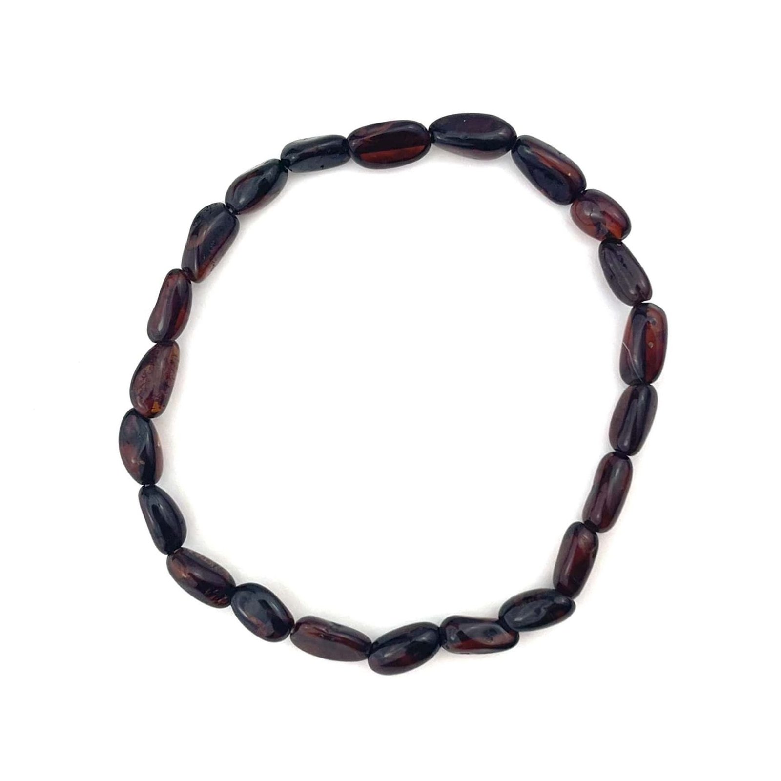 Polished Oval Beads Cherry Color Bracelet