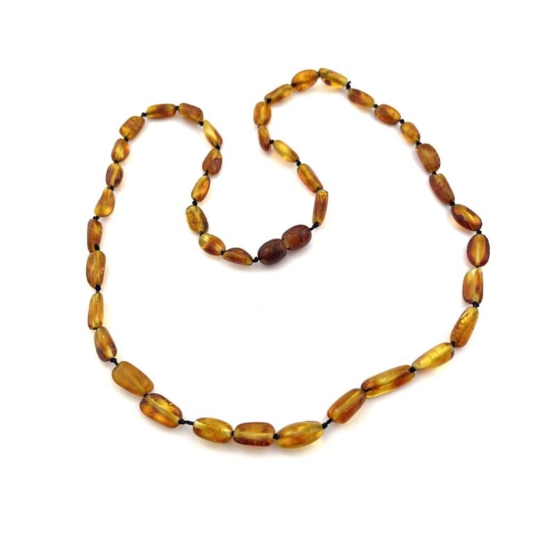 Polished Oval Beads Honey Color Necklace