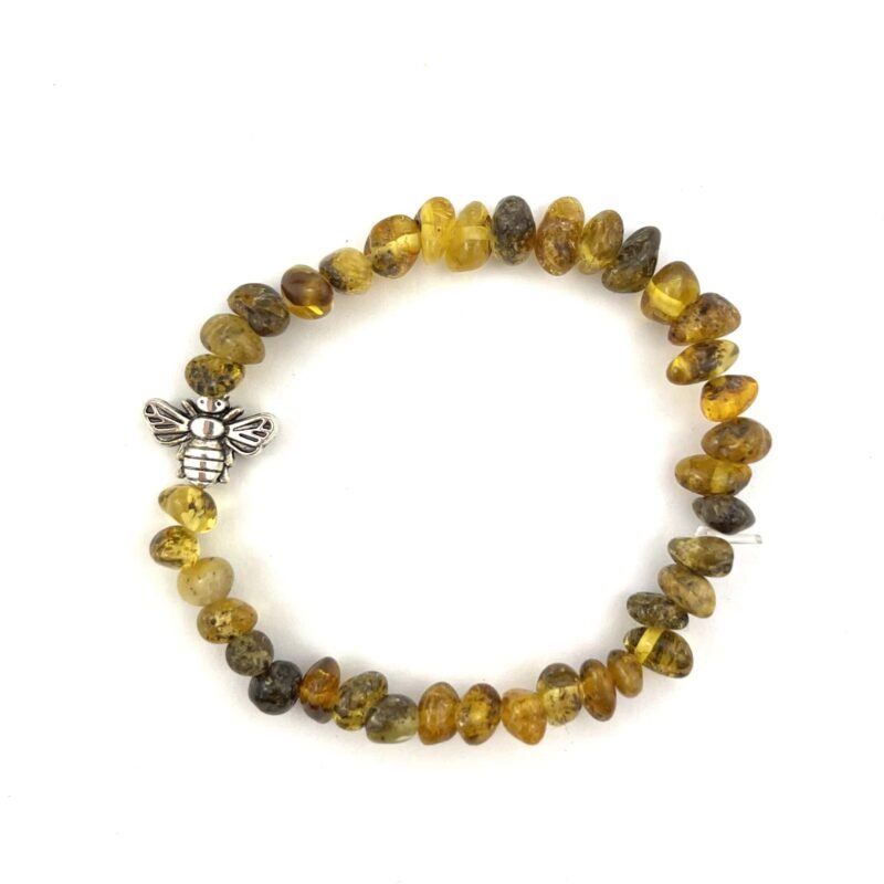Polished Kids Semi Rounded Beads Light Green Color Bee Bracelet