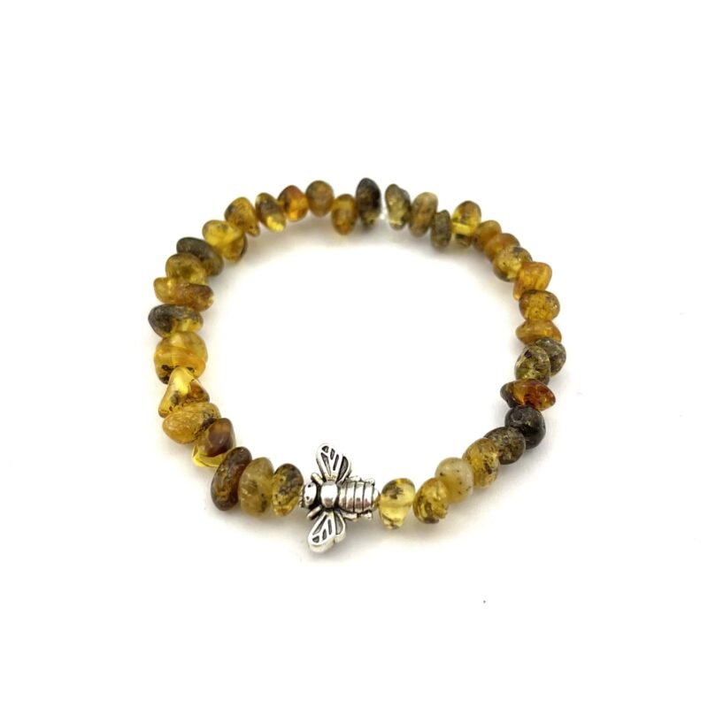 Polished Kids Semi Rounded Beads Light Green Color Bee Bracelet - Image 2