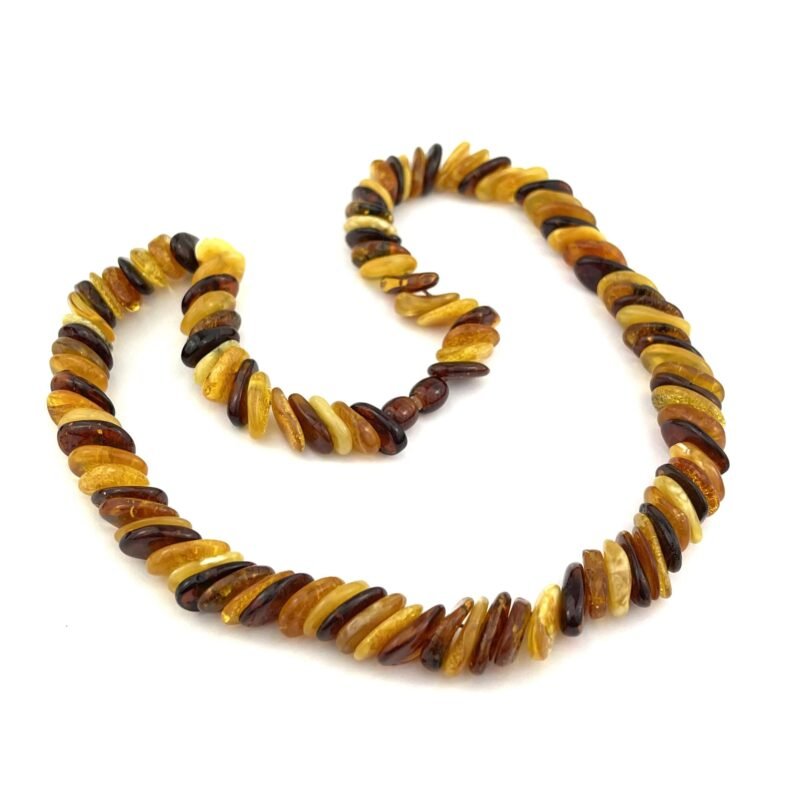 Polished Flat Oval Beads Multicolor Necklace