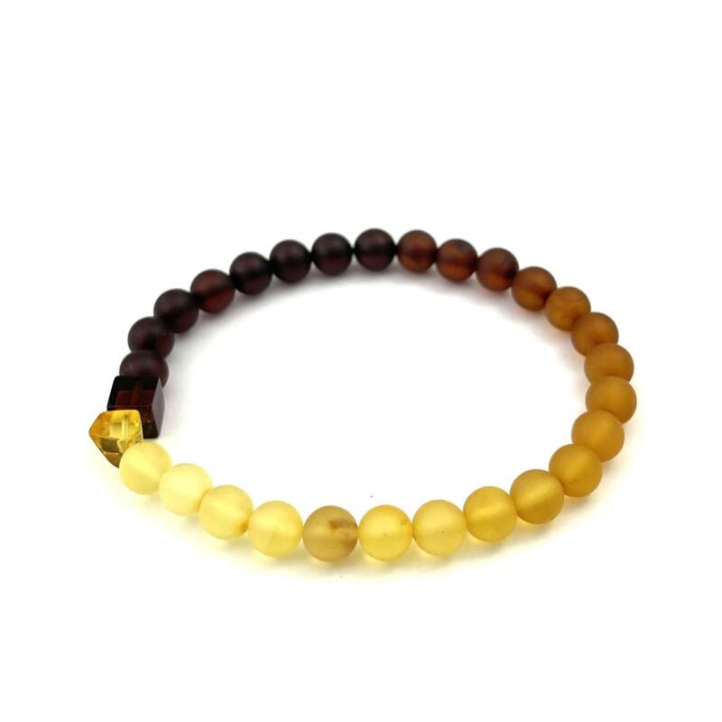 Raw Perfect Round and Cube Beads Dark Rainbow Color Bracelet - Image 2