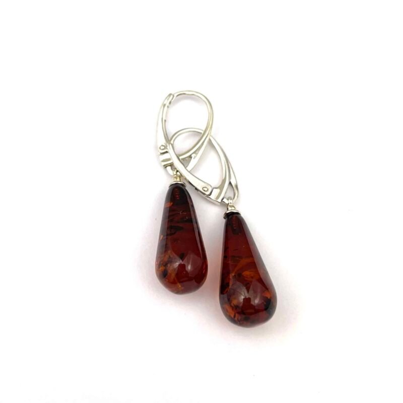 Polished Drop Brown Color Silver Earrings