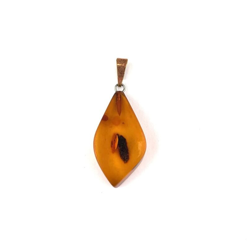 Polished Drop Shaped Cognac Color Pendant - Image 2