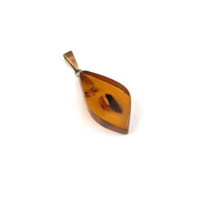 Polished Drop Shaped Cognac Color Pendant