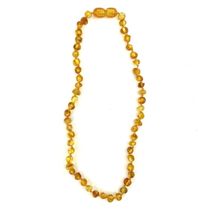 Polished Baby Semi Rounded Beads Honey Color Necklace