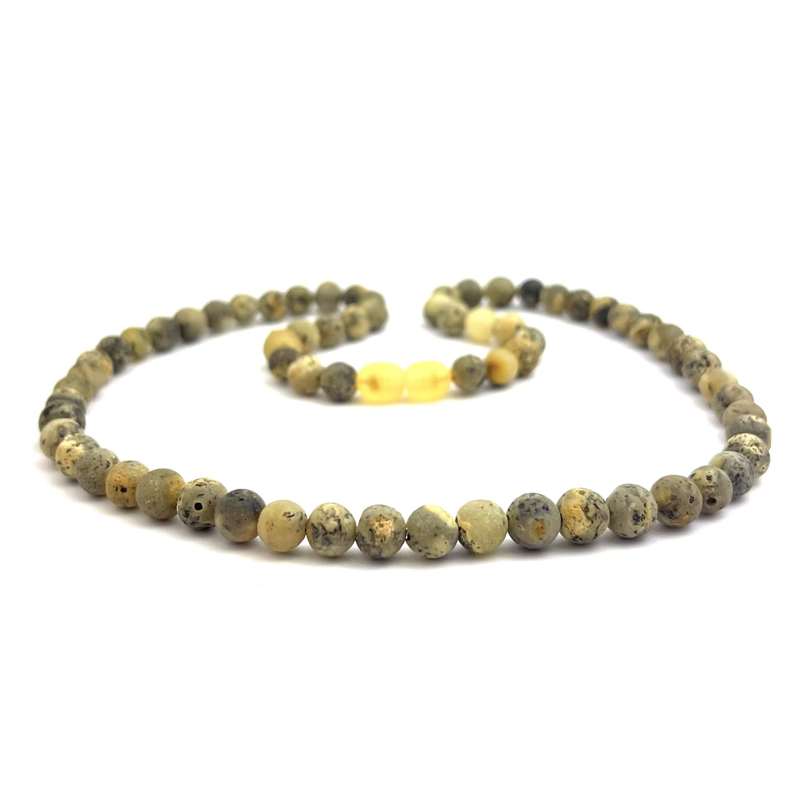 Idealiai Apvalių Gintarinių Karoliukų Vėrinys, Žalia - Image 3