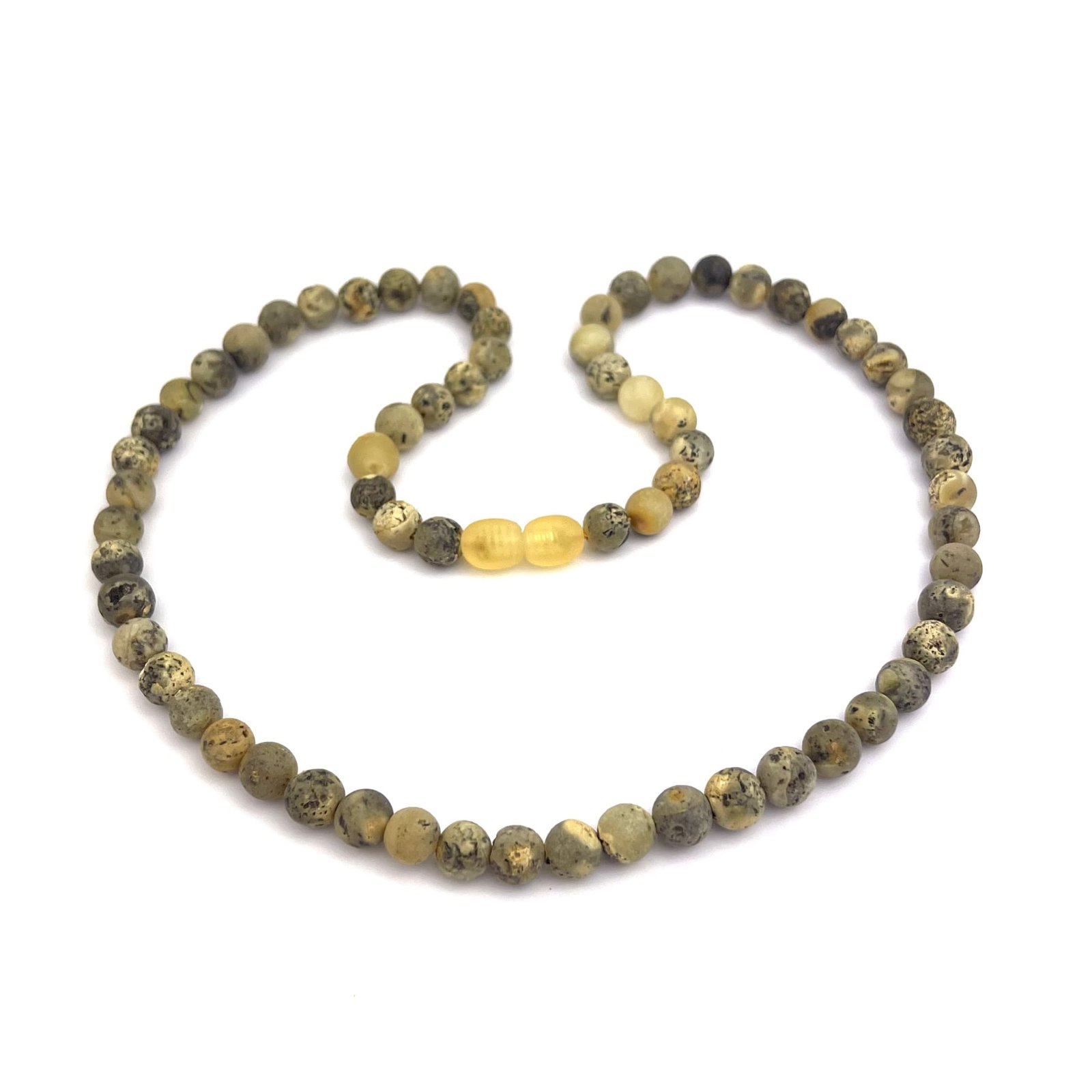 Idealiai Apvalių Gintarinių Karoliukų Vėrinys, Žalia - Image 2