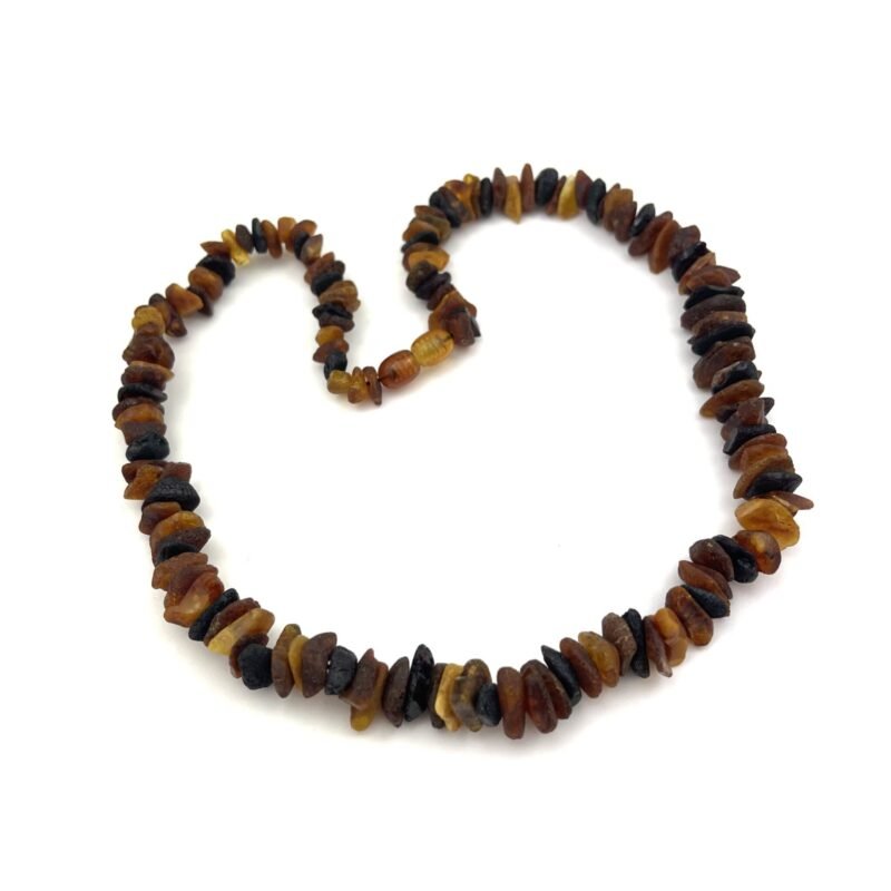 Raw Chips Amber Beads Dark Multicolor Necklace - Image 3