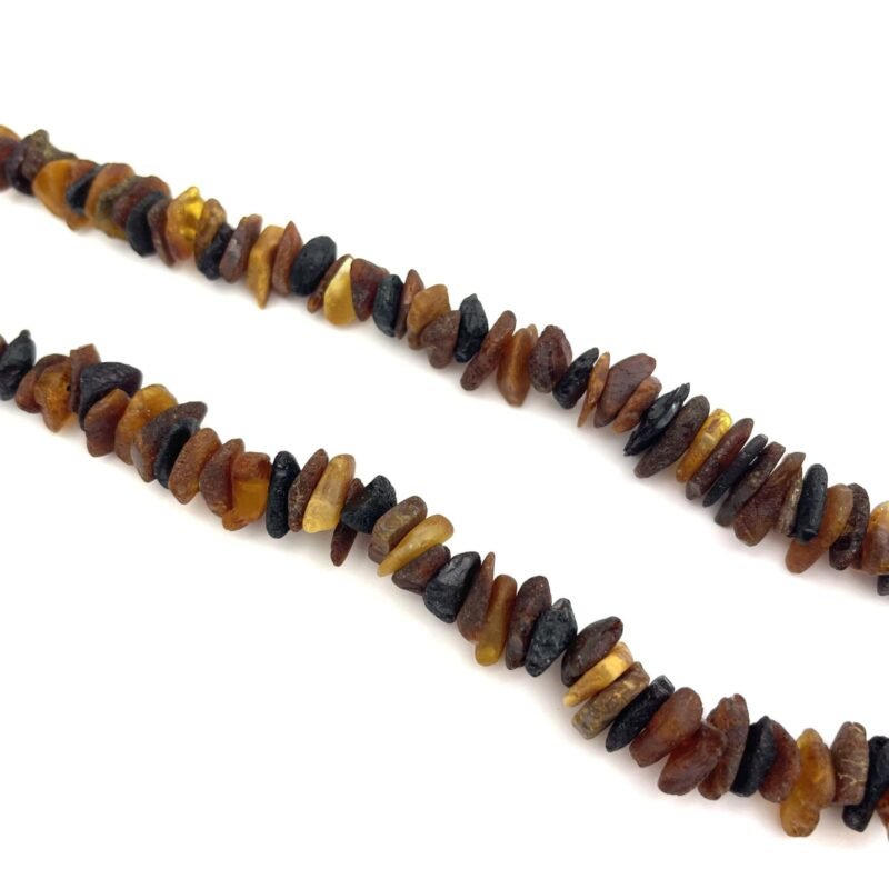 Raw Chips Amber Beads Dark Multicolor Necklace - Image 2