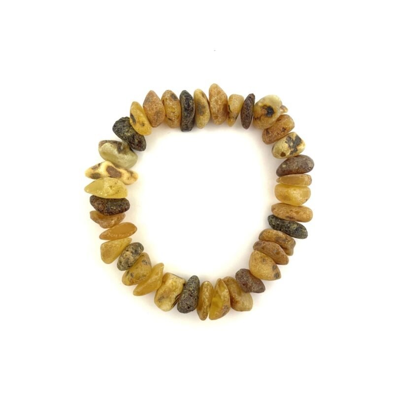 Raw Elastic Massive Chips Amber Beads Green Multicolor Bracelet 20g+