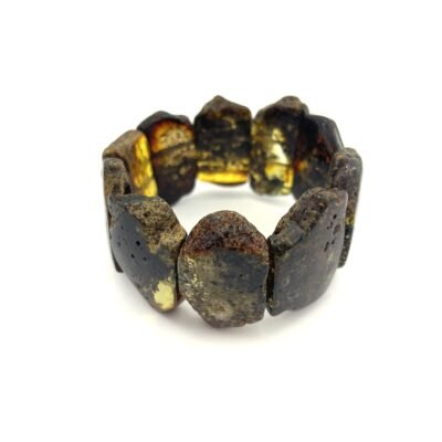 Polished Massive Oval Beads Green Amber Bracelet