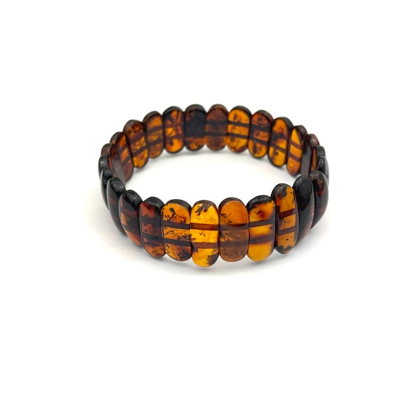 Polished Massive Rectangle Beads Cognac Bracelet