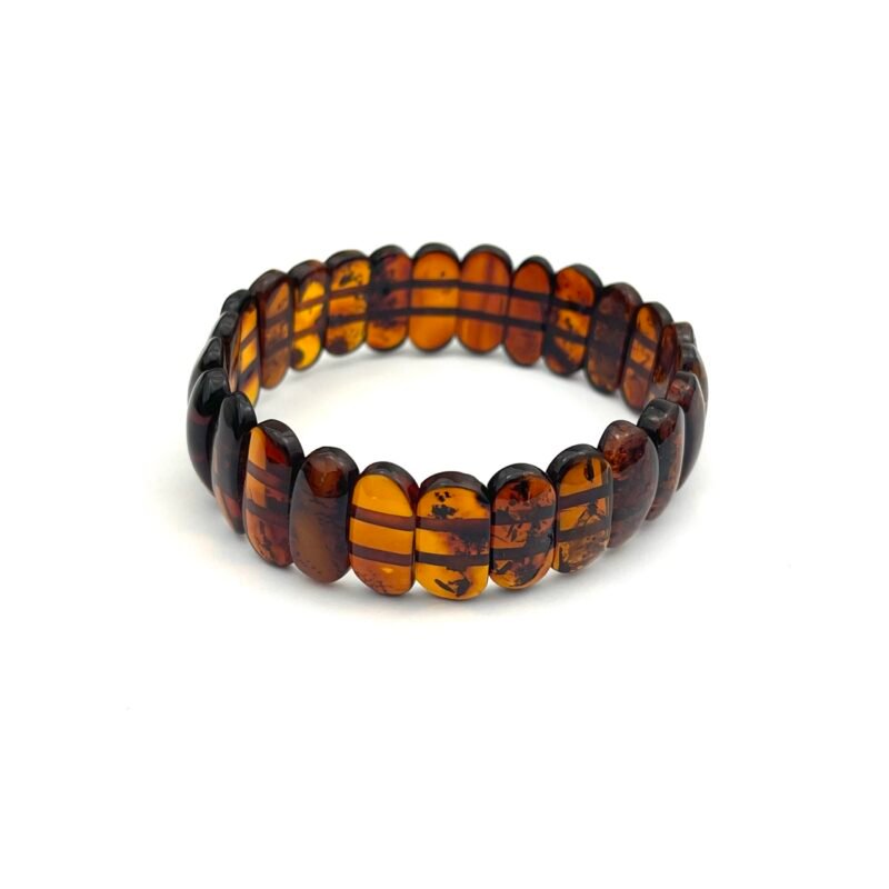 Polished Massive Rectangle Beads Cognac Bracelet - Image 2