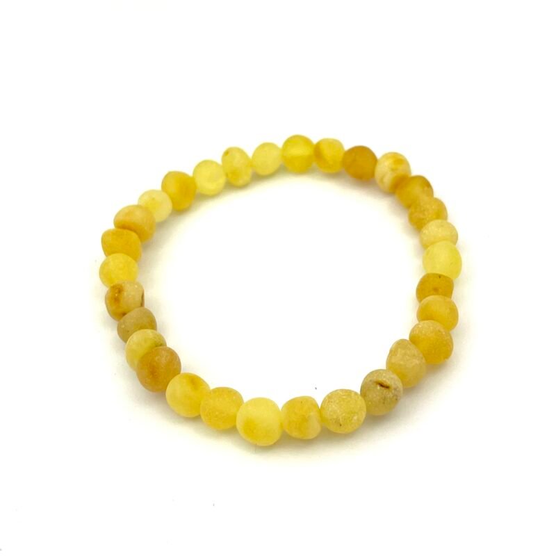 Raw Perfect Round Amber Beads Butter Color Bracelet - Image 3