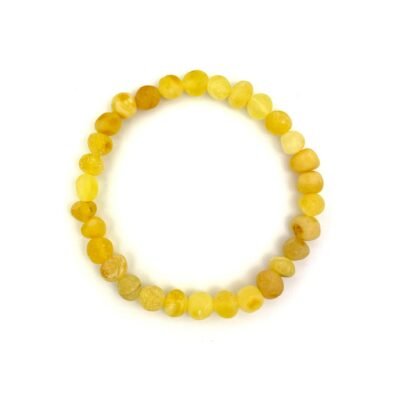 Raw Perfect Round Amber Beads Butter Color Bracelet