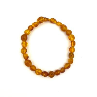 Polished Oval Amber Beads Dark Honey Bracelet